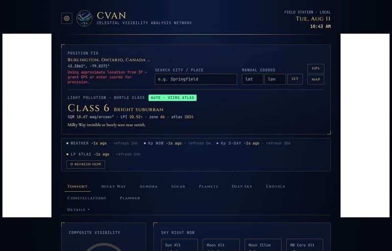 Celestial Visibility website